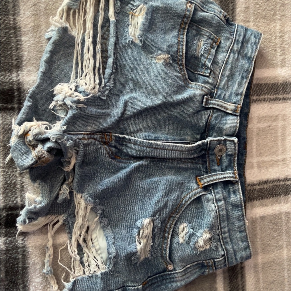 SHEIN Light Blue Distressed Jean Shorts